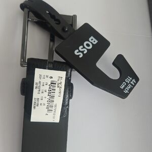 NWT BOSS Hugo Boss Elloy Black Leather Belt - Size 44 / 115